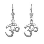 Hindu Meditation Yoga "Om" (Aum) Leverback Earrings in Sterling Silver