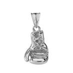 Fine 3D Boxing Glove Sports Charm Pendant in Solid Sterling Silver