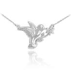 Animal Kingdom Fine 925 Sterling Silver CZ-Accented Hummingbird Pendan