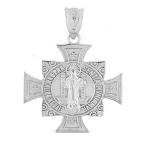 925 Sterling Silver Saint Benedict Maltese Cross Religious Charm Penda