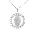 Sterling Silver Scallop Edge Miraculous Our Lady Of Guadalupe Pendant