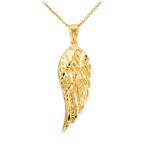 Religious Jewelry by FDJ Textured 10k Yellow Gold Angel Wing Charm Pen