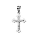 Dainty Greek Orthodox Crucifix Cross Pendant Necklace in Solid Sterlin