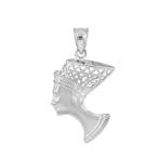 Textured 925 Sterling Silver Egyptian Queen Nefertiti Filigree Charm P