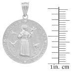 925 Sterling Silver Saint Francis of Assisi CZ Round Medal Charm Penda