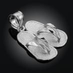 925 Sterling Silver 3D Flip Flops Summer Charm Sandal Pendant
