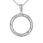 Exquisite Sterling Silver Sparkle-Cut Circle of Life Charm Pendant Nec