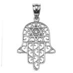 Jewish Jewelry by FDJ Diamond Hamsa Hand Sterling Silver Pendant