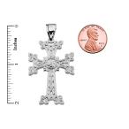 Sterling Silver Eternity "Khachkar" Armenian Cross Pendant Necklace (L