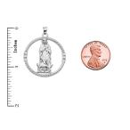 The Blessed Virgin Mary Cubic Zirconia Sterling Silver Round Design Pe