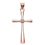 Religious Jewelry by FDJ Solitaire Diamond Cross Pendant in 10k Rose G