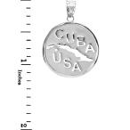 Solid 925 Sterling Silver CUBA-USA Medallion Charm Pendant