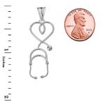 Fine Sterling Silver Heart-Shaped Stethoscope Pendant