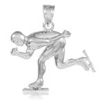 Sports Charms 925 Sterling Silver Winter Ice Skating/Speed Skater Pend