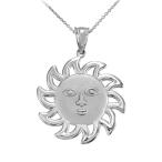 925 Sterling Silver Smiling Sun Face Pendant Necklace, 20"