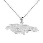 Jamaica Country Map Charm Pendant Necklace in Sterling Silver, 22"