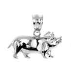 Animal Kingdom High Polish 925 Sterling Silver Pig Charm Pendant Neckl