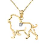 10k Yellow Gold Solitaire Diamond Leo Zodiac Sign Charm Outline King L