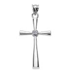 Religious Jewelry by FDJ Solitaire Diamond Cross Pendant in 14k White