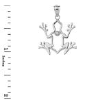 925 Sterling Silver CZ-Accented Frog Outline Spirit Animal Pendant Nec