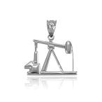 Dainty 925 Sterling Silver Oil Well Pump Charm Pendant
