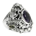 NOVICA Amethyst Multigem .925 Sterling Silver Cocktail Ring, Frangipan