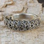 NOVICA Marcasite .925 Sterling Silver Handcrafted Floral Cocktail Ring