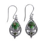 NOVICA Peridot Green Reconstituted Turquoise .925 Sterling Silver Dang
