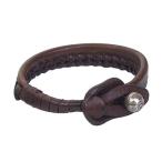 NOVICA Woven Leather Wristband Bracelet, with .950 Silver Bell, 7", As