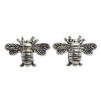 NOVICA .925 Sterling Silver Bee Motif Handmade Button Earrings, Happy