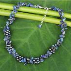 NOVICA Lapis Lazuli Dyed Gray Cultured Freshwater Pearl Silver Plated