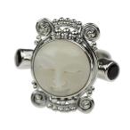 NOVICA Garnet .925 Sterling Silver Carved Bone Ring, Moon Dream'