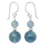 NOVICA Blue Green Fluorite .925 Sterling Silver Dangle Earrings, Blue