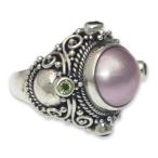 NOVICA Peridot Pink Cultured Mabe Pearl .925 Sterling Silver Cocktail