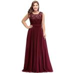 Women Plus Size Chiffon Long Bridesmaid Dress for Wedding Burgundy 18W