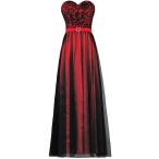 ANTS Women's Strapless Black Tulle Lace Evening Dress Long Prom Gown S