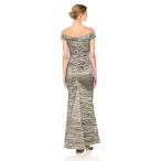 Alex Evenings Women's Long Fitted Off The Shoulder Dress, Smokey Taupe