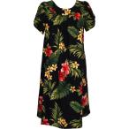 RJC Women's Tropical Summer Hibiscus Muumuu Dress, Black, M