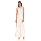 Donna Morgan Women's Gigi-Boatneck Striped Sequin Gown, Ivory/Nude, 6