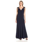 Alex Evenings Women's Long Fit and Flare Dress with Beaded Illusion St