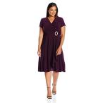 R&amp;M Richards Women's Plus Size 1 PCE Ity Ring Dress, Plum, 16W