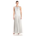 Alex Evenings Women's Long Sleeveless Lace Gown with Shawl, Silver, 6
