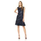 Adrianna Papell Women's Sequin Floral Lace Short Dress with Trumpet Sk