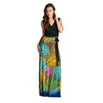 On Trend Bohemian Print Sleeveless Long Maxi Dress (Small, Florida Pal