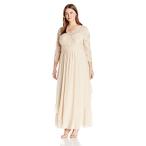 Emma Street Women's Plus Size Lace and Chiffon Gown, Champagne 18W