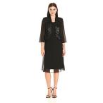 Le Bos Women's Floral Glitter Jacket Dress Set, Black 10