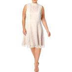 Tahari by ASL Women's Lace Fit and Flare Dress Ivory/Nude 16