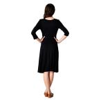 On Trend Paris V Neck 3/4 Sleeve Faux Wrap Casual Cocktail Dress (Smal