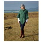 Carraig Donn Cable Poncho With Aran Button Detail, Forest Green Colour