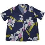 Paradise Found Womens Double Orchid Camp Shirt Navy Blue XL